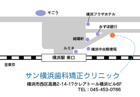 サン横浜歯科矯正クリニックのアクセスマップ