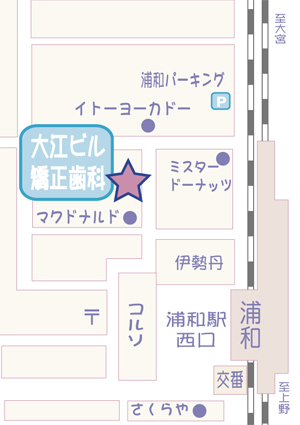 大江ビル矯正歯科のアクセスマップ